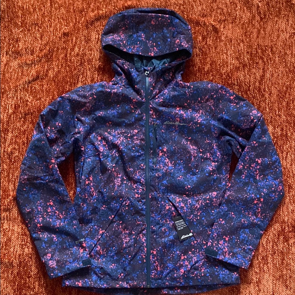Blue and Pink Speckled Hooded Jacket